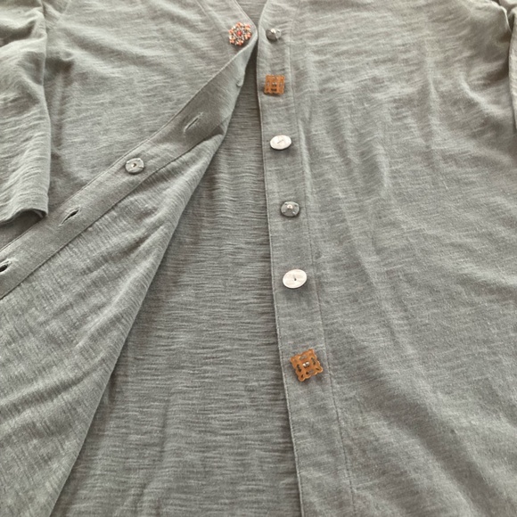 Soft Surroundings tunic, size M. Green grey with decoritive buttons. - Picture 7 of 8
